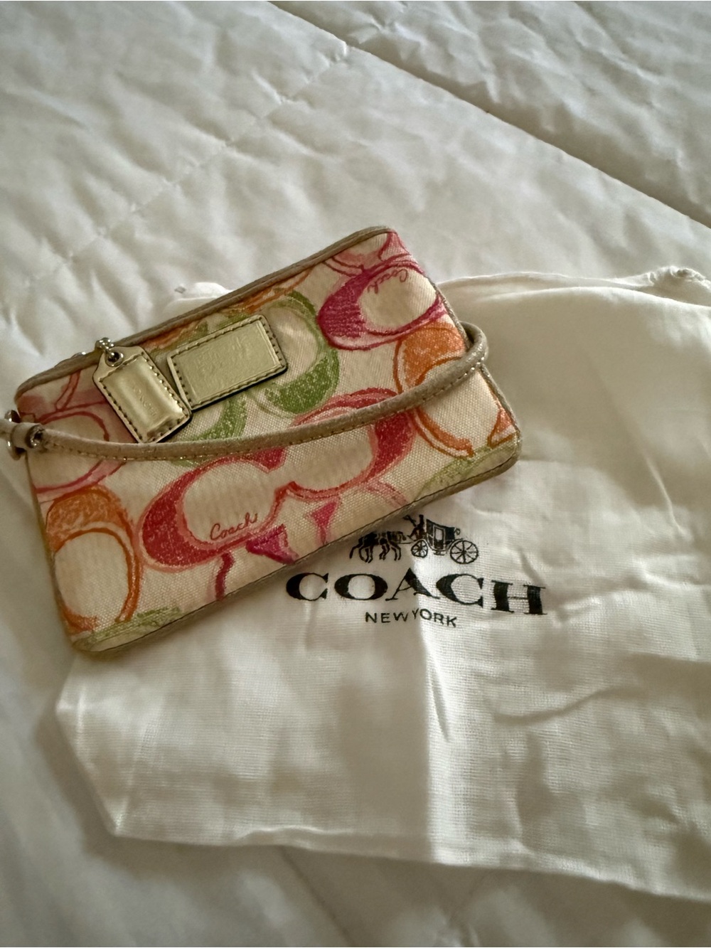 Coach Poppy Multicolor Signature Canvas Wristlet with Dustbag